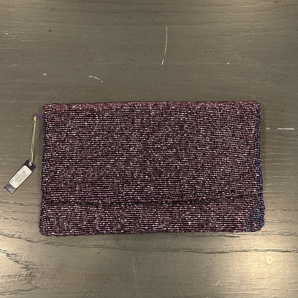 NWT Niquea.d Chic Purple Beaded Clutch - Picture 1 of 13